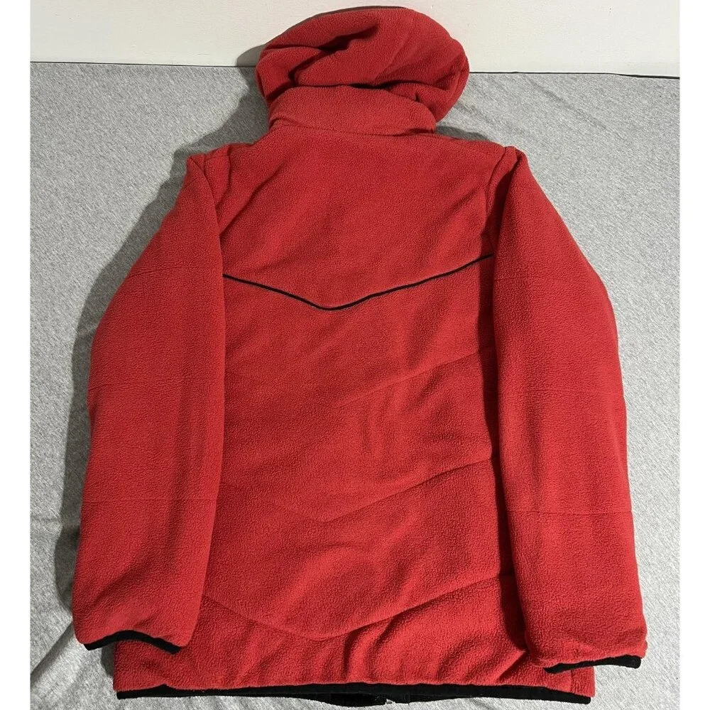 Nike‎ Sportswear Jacket Kids Large Black Red Hooded 3 In 1 Fleece Liner